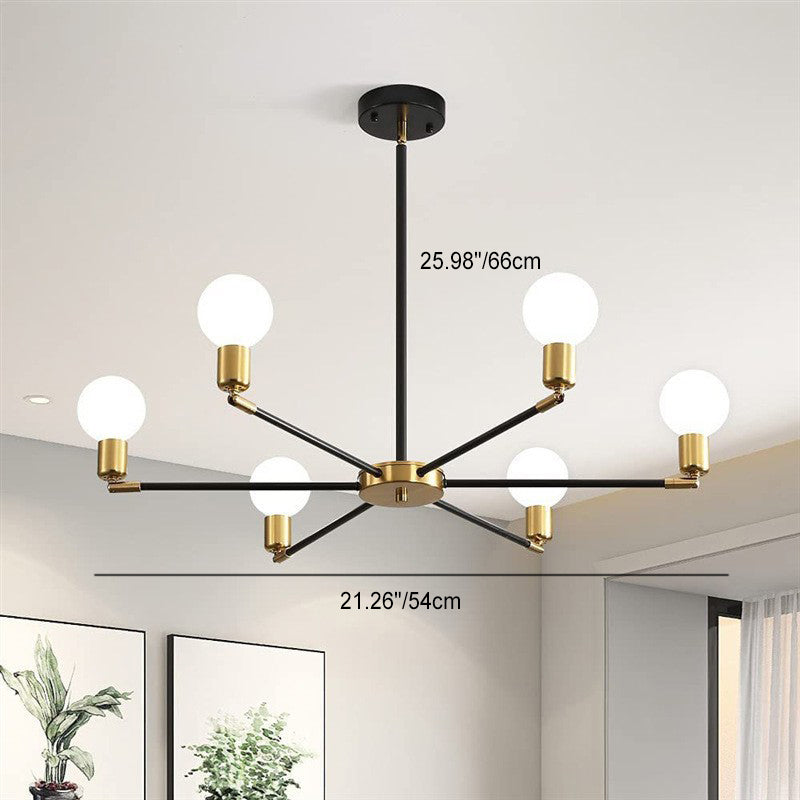 Lustre Moderne Minimaliste Rond en Fer à 6 Lumières pour Salon 