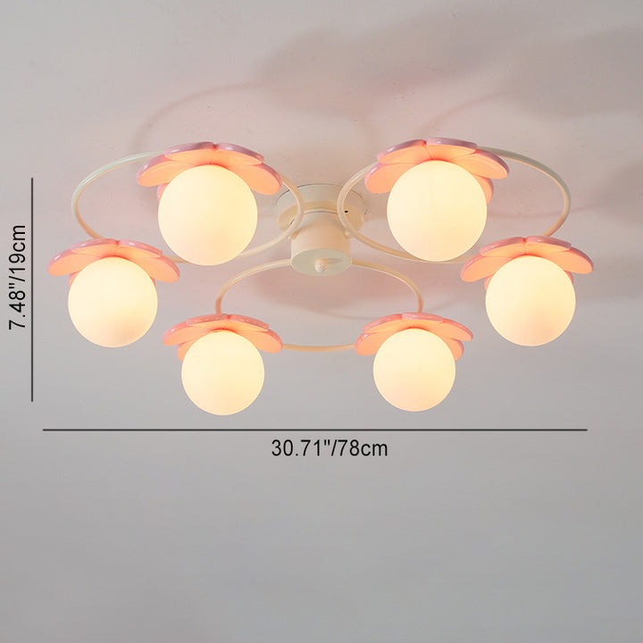 Plafonnier semi-encastré moderne minimaliste rond en fer et verre avec 4/6/8 lumières pour salon 