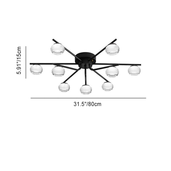 Plafonnier LED semi-encastré moderne minimaliste en acrylique et cuivre rond avec branche pour salon 