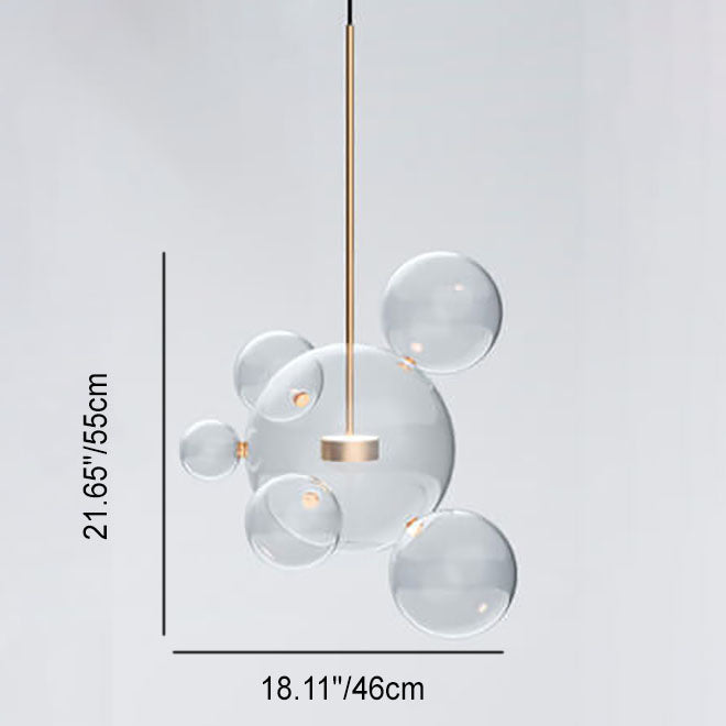 Modern Atom Mickey Head Bubble Glass Ball 1-Light LED Pendant Light