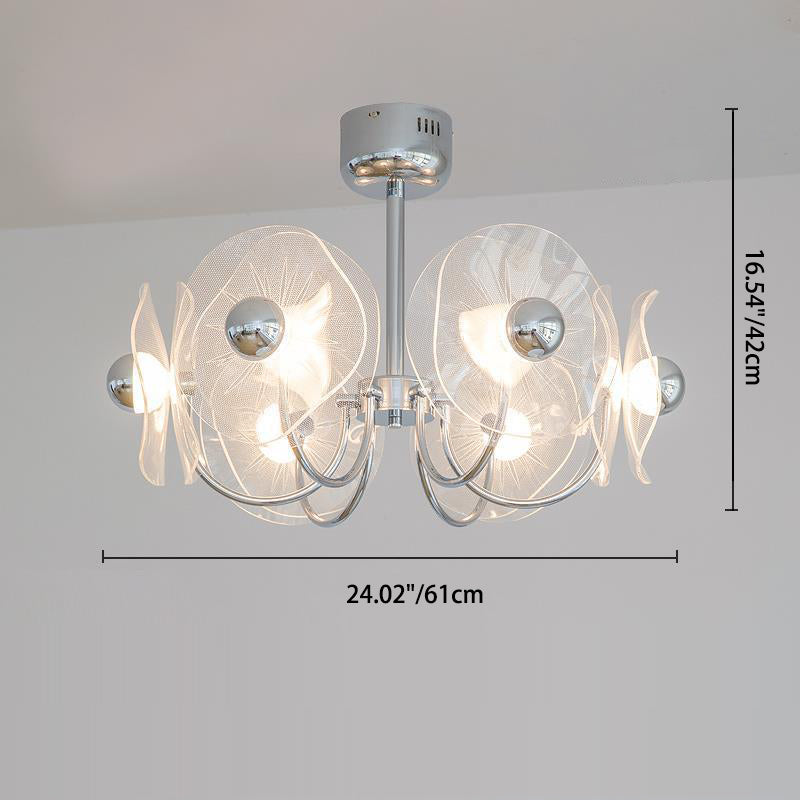 Zeitgenössischer Luxus-Lotus-Acryl-Aluminium-LED-Kronleuchter für Wohnzimmer 