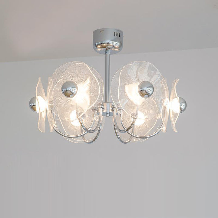 Zeitgenössischer Luxus-Lotus-Acryl-Aluminium-LED-Kronleuchter für Wohnzimmer 