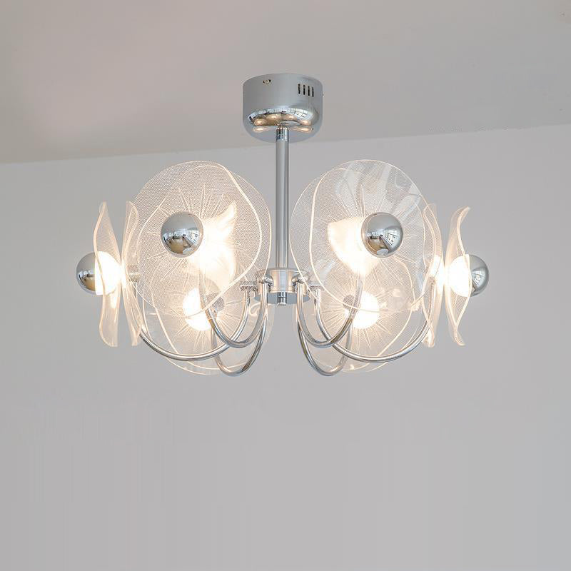 Zeitgenössischer Luxus-Lotus-Acryl-Aluminium-LED-Kronleuchter für Wohnzimmer 
