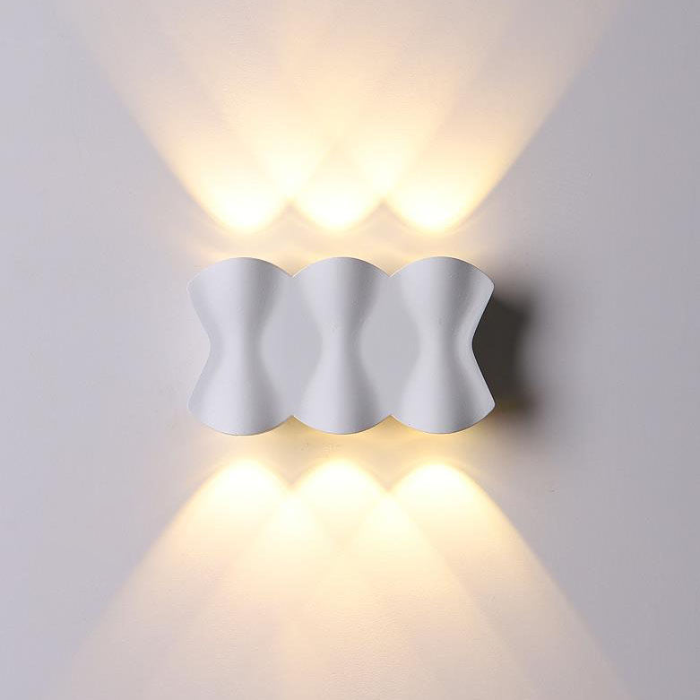 Moderne Schlichtheit Rechteck Welle Aluminium LED Außenwandleuchte Lampe Für Außenbereich Patio 