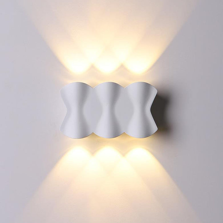 Moderne Schlichtheit Rechteck Welle Aluminium LED Außenwandleuchte Lampe Für Außenbereich Patio 
