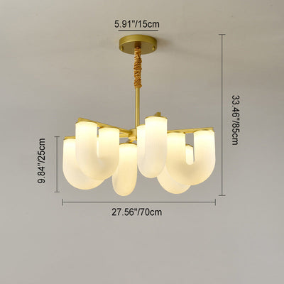Moderner Mid-Century Pipe Geometrischer Eisen PE LED Kronleuchter für Wohnzimmer 