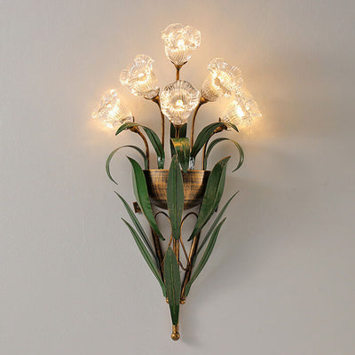 Modern Minimalist Glass Flower 6/10-Light Wall Sconce Lamp