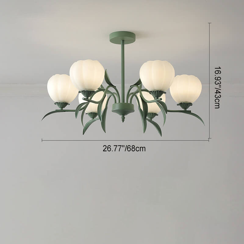 Contemporary Creative Iron Glass Flower Shape 3/6/8/10-Light Chandelier For Living Room