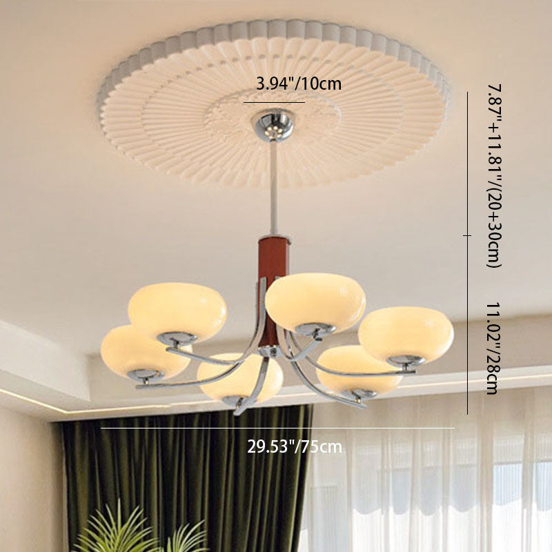 Traditional French Iron Glass Round Shape 3/6-Light Chandelier For Living Room