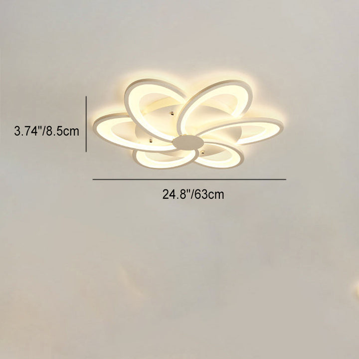 Zeitgenössische kreative Blütenblatt Hardware Acryl LED Semi-Flush Mount Deckenleuchte für Wohnzimmer 
