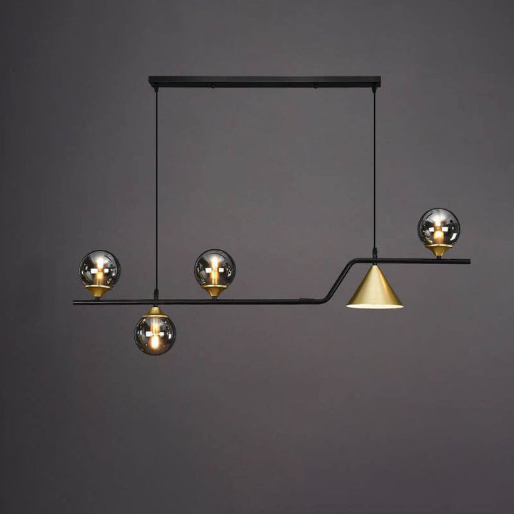 Contemporary Creative Glass Long Ball 4/5/6-Light Island Light Chandelier For Dining Room