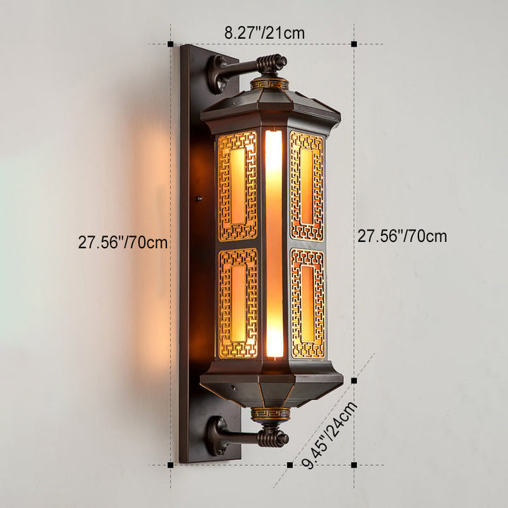 Lampe murale en forme de cylindre en verre et aluminium étanche de style chinois traditionnel 1/2 lumière pour patio extérieur 