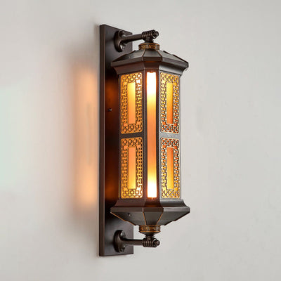 Lampe murale en forme de cylindre en verre et aluminium étanche de style chinois traditionnel 1/2 lumière pour patio extérieur 