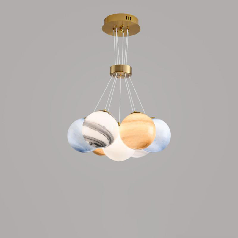 Zeitgenössischer kreativer Mondglas-Kronleuchter mit 7/13/19 Lichtern für Wohnzimmer 
