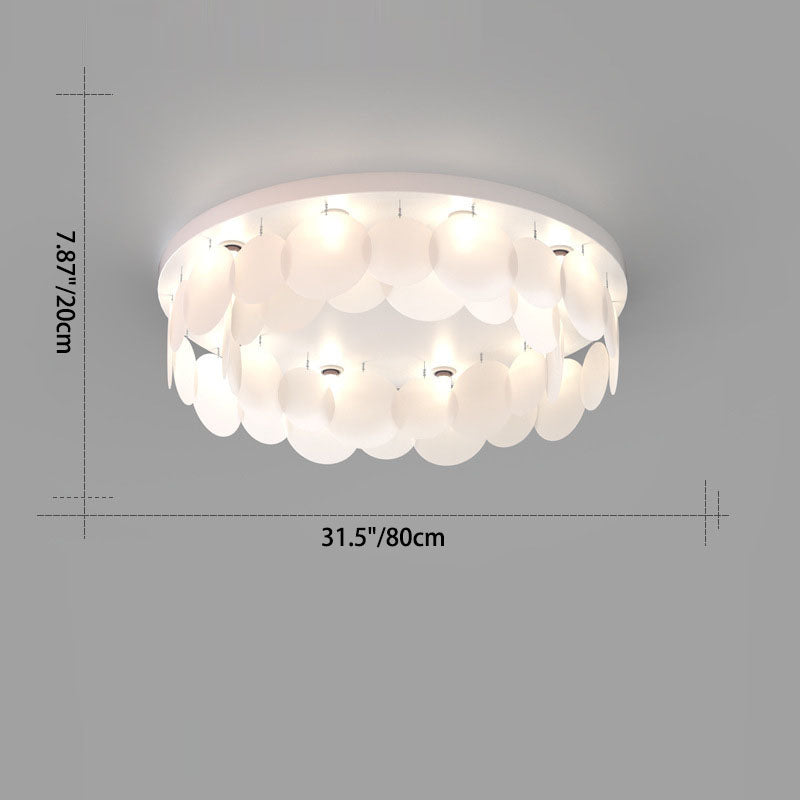 Modern Art Deco Iron PVC Round Piece 6/10 Light Flush Mount Ceiling Light For Bedroom