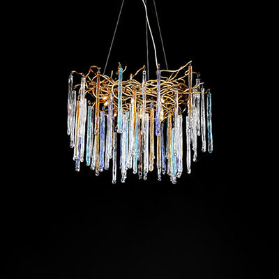 Contemporary Luxury Crystal Branch Glass Aluminum Iron 6/8/10 Light Chandelier For Bedroom