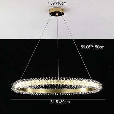 Contemporary Luxury Aluminum Acrylic Circle Ring LED Chandelier For Living Room