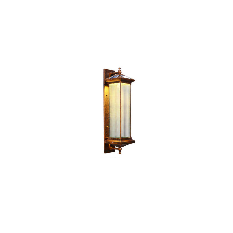 Zeitgenössische Einfachheit Solar Wasserdichte Aluminium Glas Quader 1-Licht Außen Wand Leuchte Lampe Für Garten 