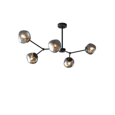 Zeitgenössischer kreativer Lava-Kugel-Kronleuchter aus kupfernem Glas mit 3/5/8 Lichtern für Wohnzimmer 