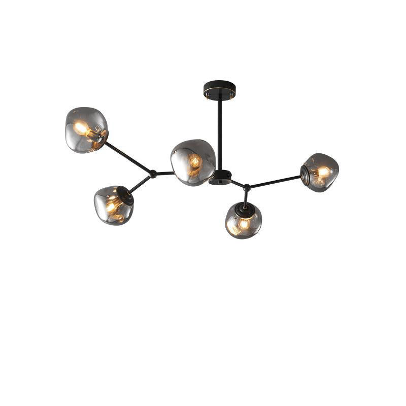 Zeitgenössischer kreativer Lava-Kugel-Kronleuchter aus kupfernem Glas mit 3/5/8 Lichtern für Wohnzimmer 