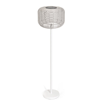 Contemporary Retro Solar Waterproof Weaving Rattan Metal Cylinder LED Landscape Lighting Outdoor Light For Outdoor Patio