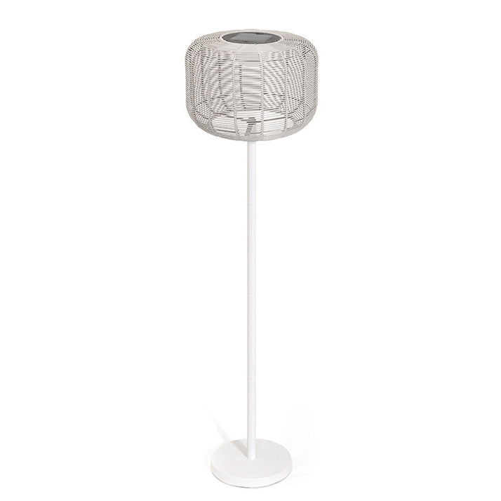 Contemporary Retro Solar Waterproof Weaving Rattan Metal Cylinder LED Landscape Lighting Outdoor Light For Outdoor Patio