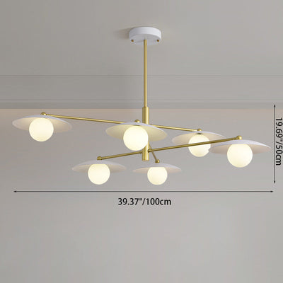 Moderne minimalistische runde fliegende Untertasse Orb Zweig Eisen Glas 4/6/8 Licht Kronleuchter für Wohnzimmer 