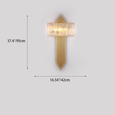 Modern Light Luxury Simple Crystal Square Strip 2-Light Wall Sconce Lamp