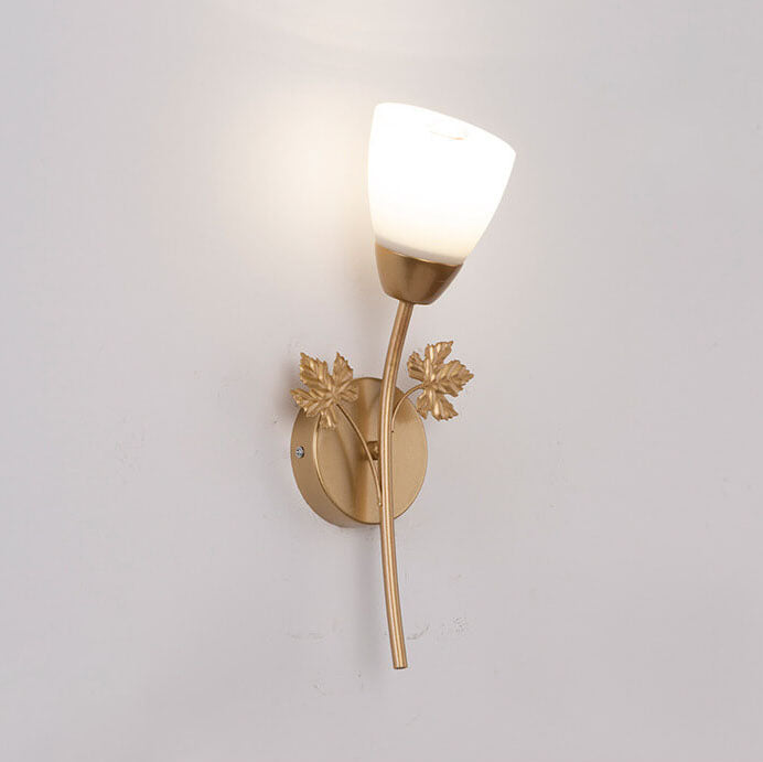 Scandinavian Minimalist Iron Glass Flower Bud Shape 1/2-Light Wall Sconce Lamp