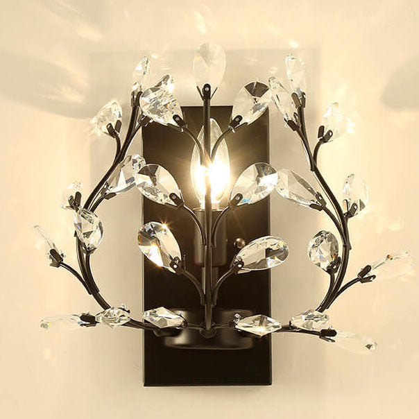 Modern Creative Light Luxury Crystal Leaf 1-Light Wall Sconce Lamp