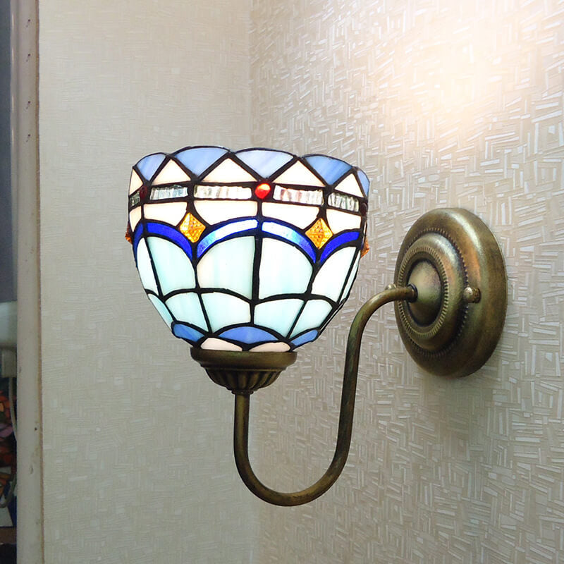 Tiffany Creative Resin Glass Flower Shape 1-Light Wall Sconce Lamp