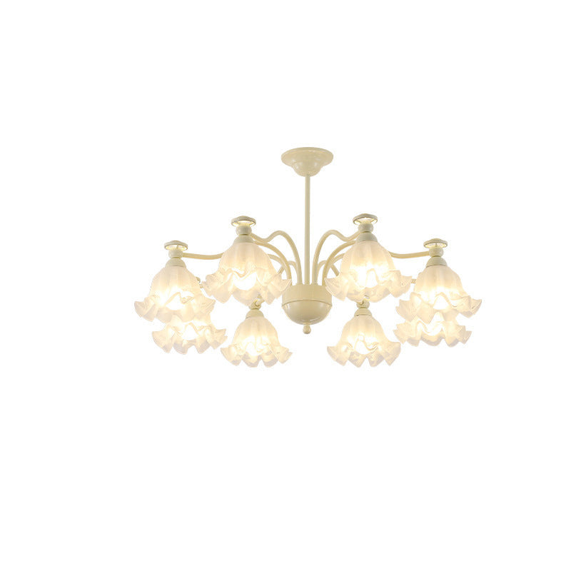 Lustre traditionnel en verre avec motif floral et branches en fer, 6/8 lumières pour chambre 