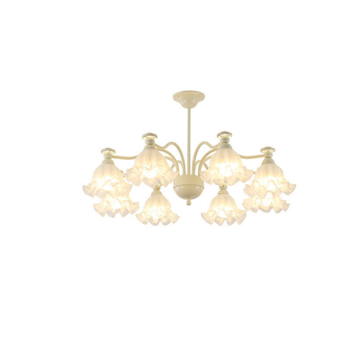 Lustre traditionnel en verre avec motif floral et branches en fer, 6/8 lumières pour chambre 
