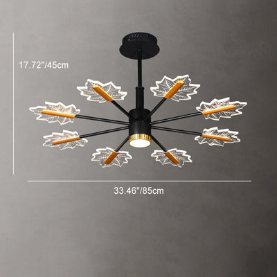 Lustre LED en fer acrylique à feuilles d'érable minimaliste moderne pour salon 