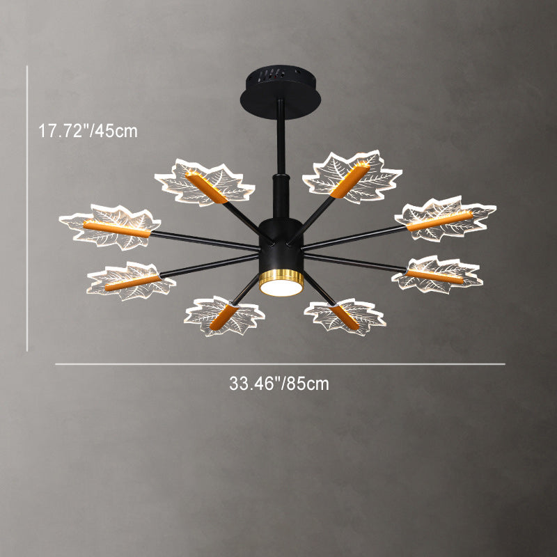 Lustre LED en fer acrylique à feuilles d&
