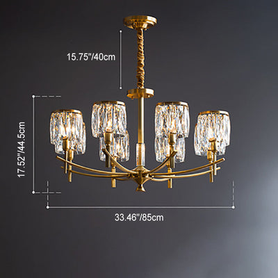 Zeitgenössischer Luxus-Zweig-Kristall-Kupfer-Kronleuchter mit 6/8/10/15 Lichtern für Wohnzimmer 