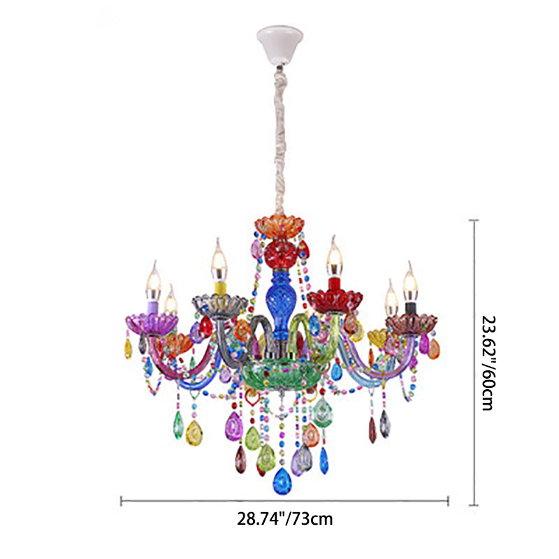 Lustre moderne de luxe en fer et verre avec cristaux à 6/8 lumières pour salle à manger 