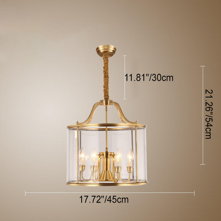 Moderner goldener Glamour Kronleuchter mit Vollkupfer-Glas-Schirm, Zylinder, 3/7-Licht 