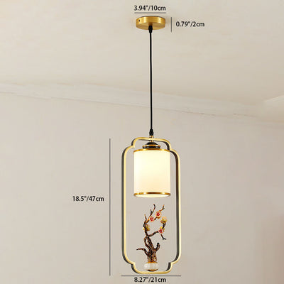 Moderne Luxus Zinklegierung Emaille Zylindrische Schirm 1-Licht Pendelleuchte für Wohnzimmer 