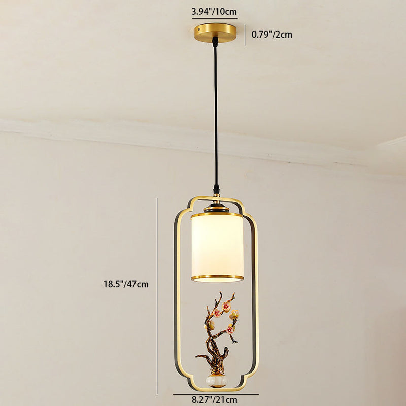 Moderne Luxus Zinklegierung Emaille Zylindrische Schirm 1-Licht Pendelleuchte für Wohnzimmer 