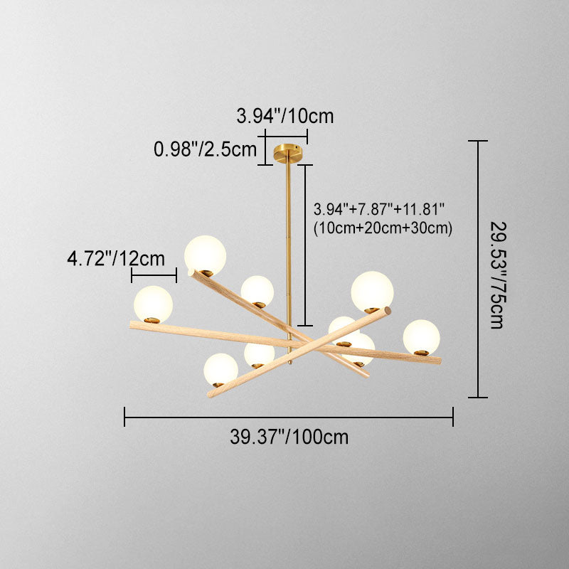 Zeitgenössischer skandinavischer Crossover-Streifen-Kronleuchter aus Metall und Glas mit 6/9 Lichtern für das Wohnzimmer 