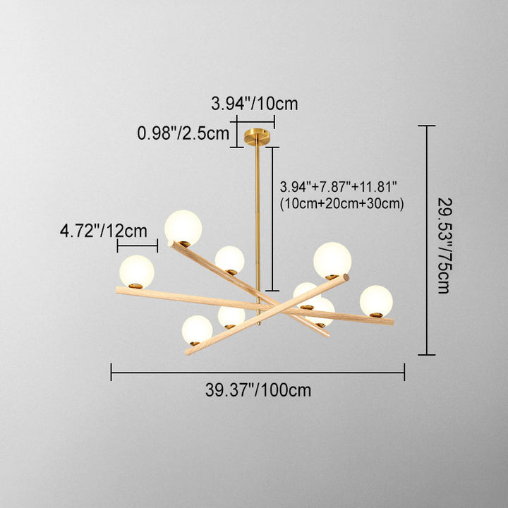 Zeitgenössischer skandinavischer Crossover-Streifen-Kronleuchter aus Metall und Glas mit 6/9 Lichtern für das Wohnzimmer 