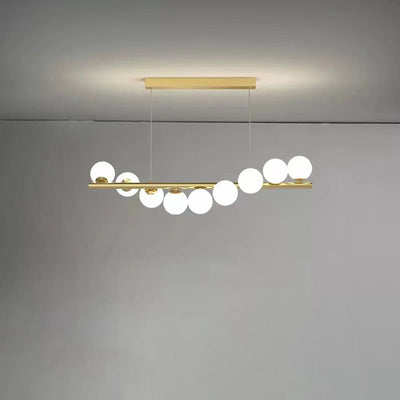 Contemporary Scandinavian Glass Magic Bean Long Strip 7/9/11 Light Island Light Chandelier For Dining Room