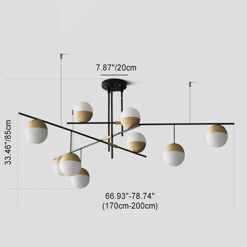 Moderne Mid-Century Fer Linéaire Verre Bulle Abat-jour 3/9-Lumière Îlot Lustre Pour Salle à Manger 