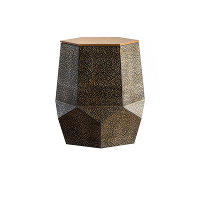 Mesa de café geométrica de hierro y madera de pino con diseño retro contemporáneo de 1 estante para sala de estar 
