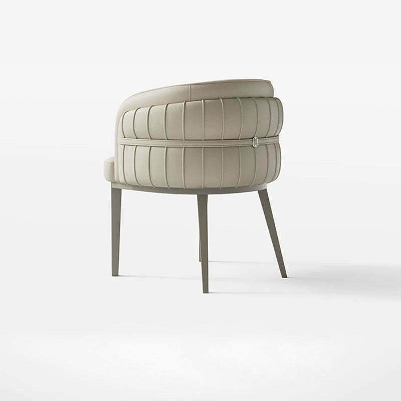 Chaise de salle à manger moderne de luxe ronde en similicuir avec dossier incurvé en acier au carbone 