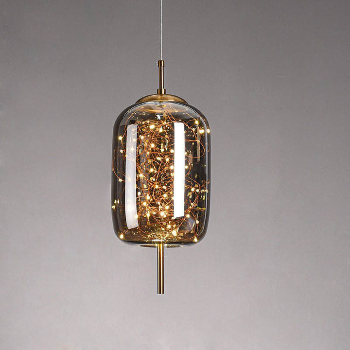 Zeitgenössisches skandinavisches zylindrisches ovales Glas 1-Licht Pendelleuchte für das Schlafzimmer 