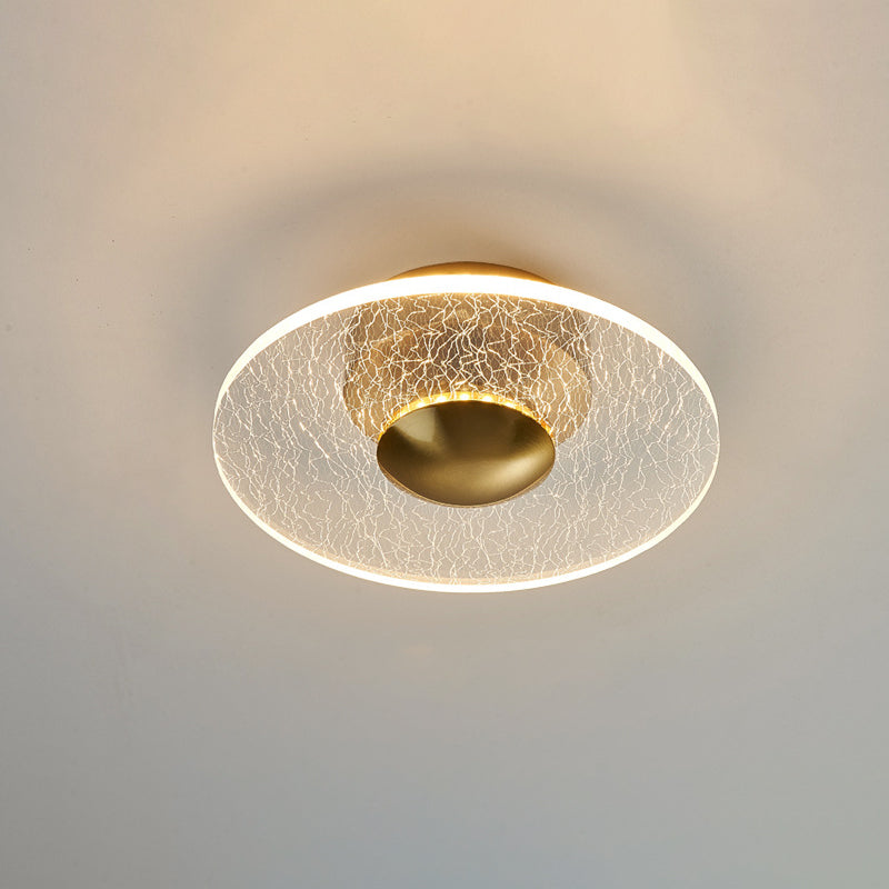 Lustre semi-encastré LED en acrylique à motif géométrique circulaire vertical de luxe contemporain pour salon 