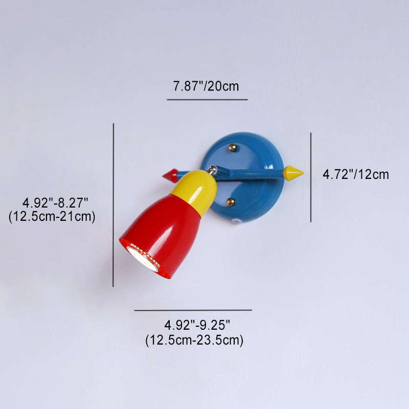 Aplique de pared con brazo oscilante de hierro creativo contemporáneo de 1 luz para dormitorio 