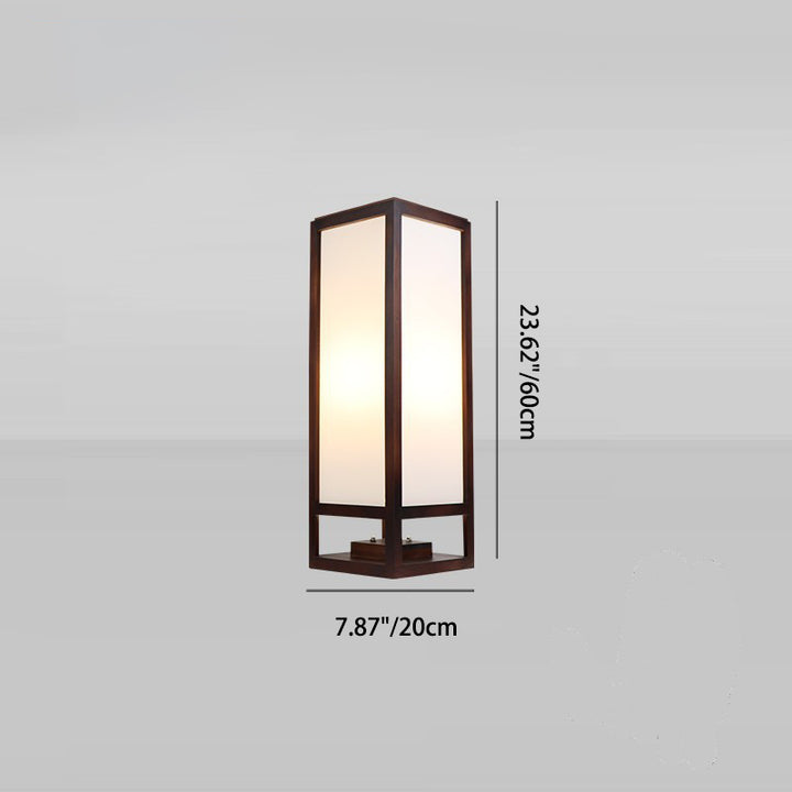Traditional Chinese Rectangular Parchment Wood 1-Light Standing Floor Lamp For Entertainment Rooms